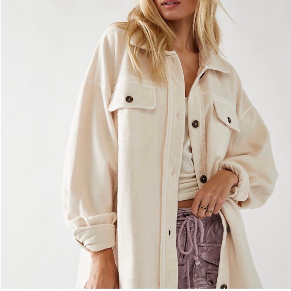 Free People Cream Corduroy Utility Jacket Oversized excellent condition